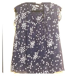 Torrid Navy Blue and White stars sheer blouse 2XL